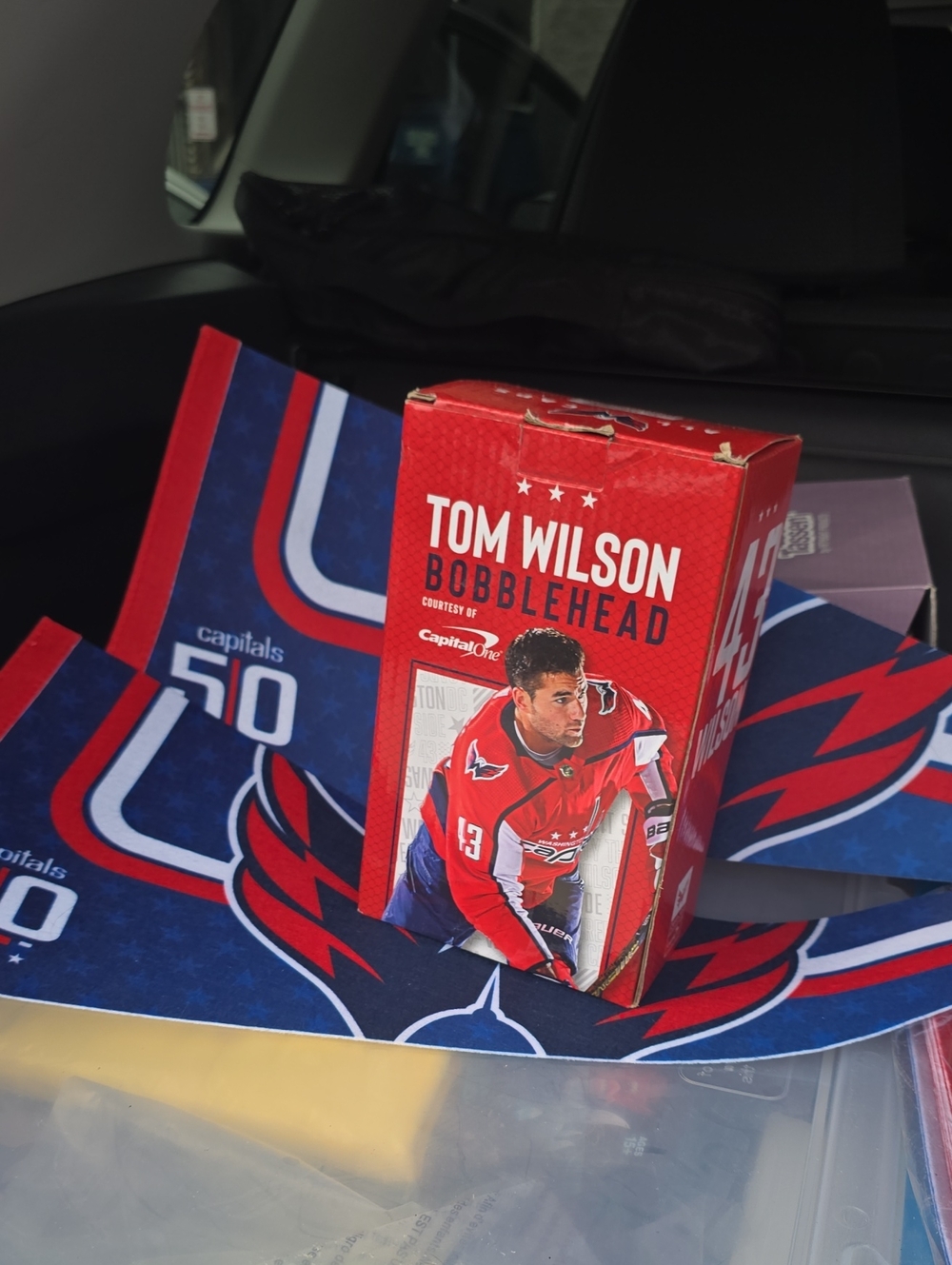 Wash Caps Tom Wilson Bobblehead Box Plus 2 Pennants